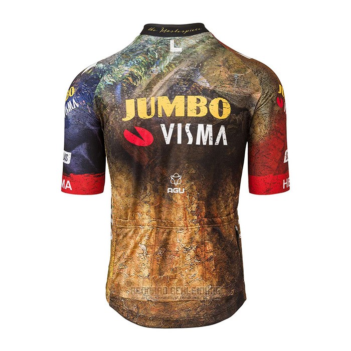 2022 Fahrradbekleidung Jumbo Visma Shwarz Orange Trikot Kurzarm und Tragerhose